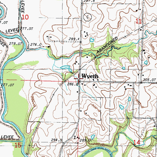 Topographic Map of Wyeth, MO