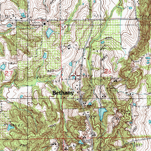 Topographic Map of Bethany School (historical), MO