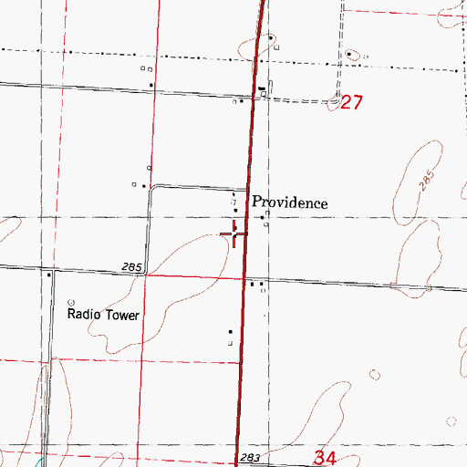 Topographic Map of Providence School (historical), MO