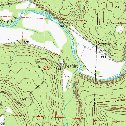 Topographic Map of Peanut, AR