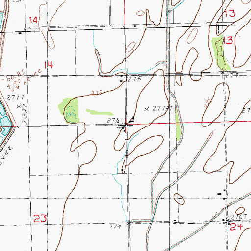 Topographic Map of Elm Grove School (historical), MO