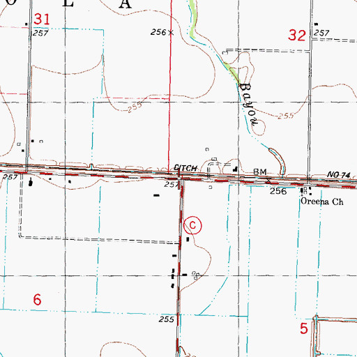 Topographic Map of Mid City, MO
