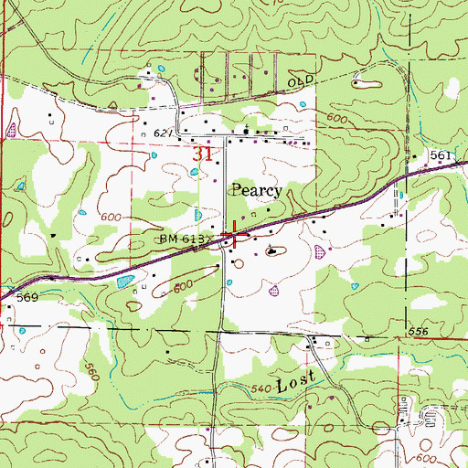 Topographic Map of Pearcy, AR