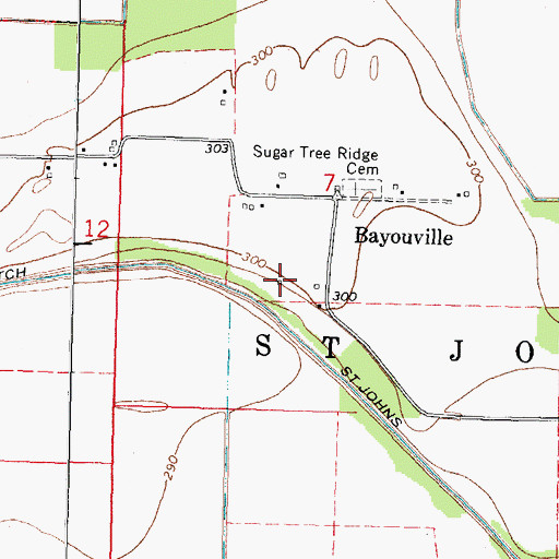 Topographic Map of Sugar Tree Ridge, MO