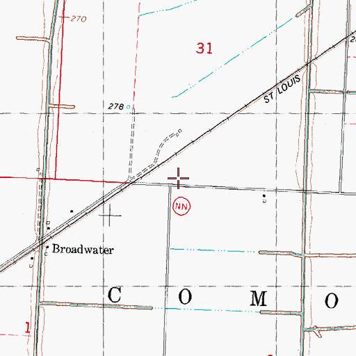 Topographic Map of Pilgrims Rest School (historical), MO