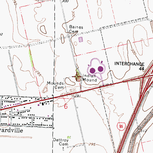 Topographic Map of Indian Mound, MO