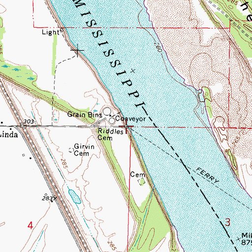 Topographic Map of Watsons Landing, MO