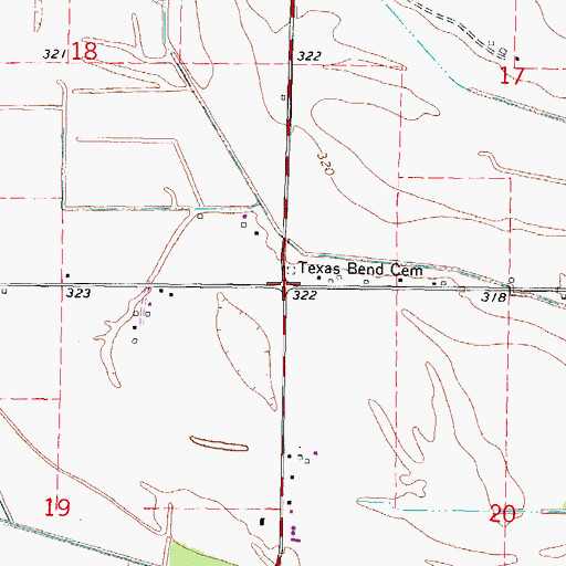 Topographic Map of Texas Bend, MO