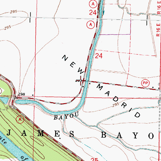 Topographic Map of Three States, MO