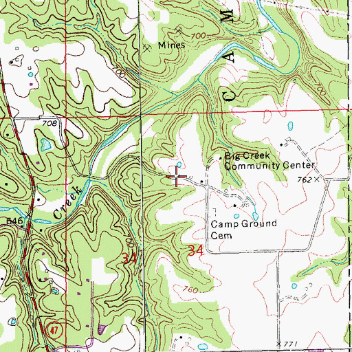 Topographic Map of Camp Ground School (historical), MO
