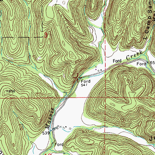 Topographic Map of Camp Sandy Creek, MO