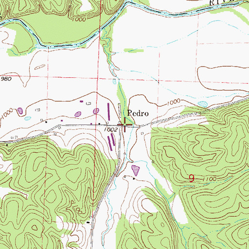 Topographic Map of Pedro, AR