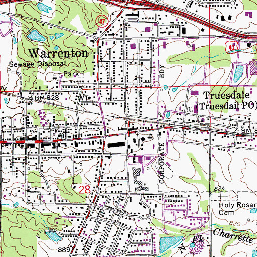 Topographic Map of College Methodist Church, MO