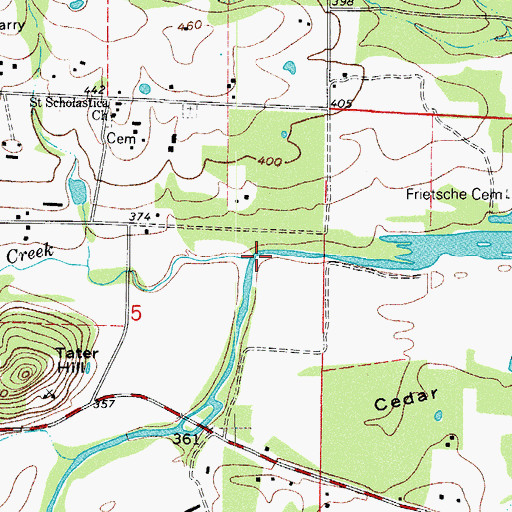 Topographic Map of Pee Dee Creek, AR