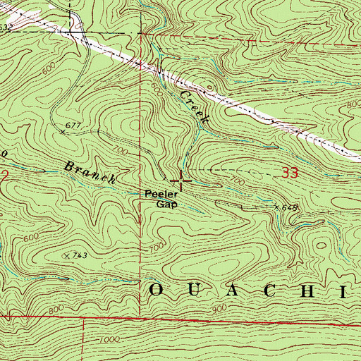 Topographic Map of Peeler Gap, AR