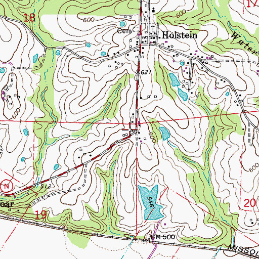 Topographic Map of Holstein School (historical), MO
