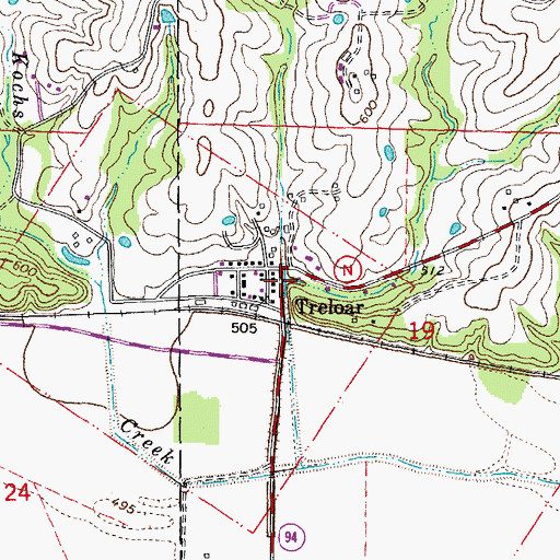 Topographic Map of Stuecken Branch, MO