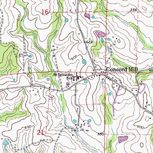 Topographic Map of Saint Ignatius Catholic Church, MO
