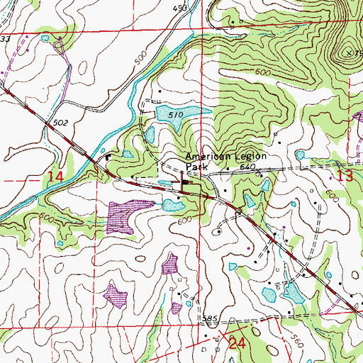 Topographic Map of American Legion Hall, MO