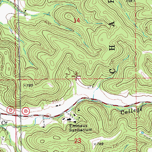 Topographic Map of Maple Dale School (historical), MO