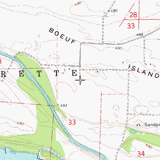 Topographic Map of Boeuf Island School (historical), MO