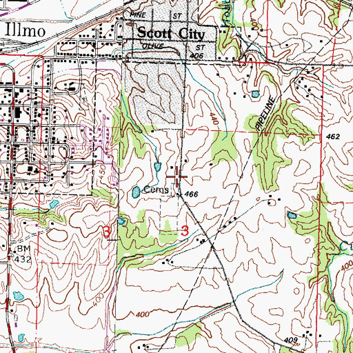 Topographic Map of Saint Joseph Church (historical), MO