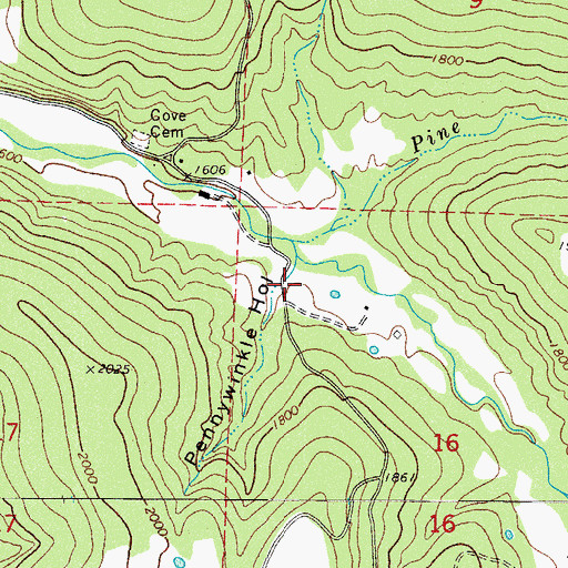 Topographic Map of Pennywinkle Hollow, AR