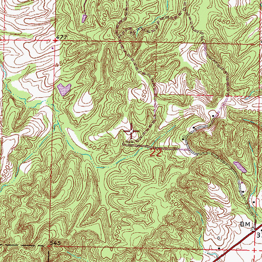 Topographic Map of Scott County Hills, MO