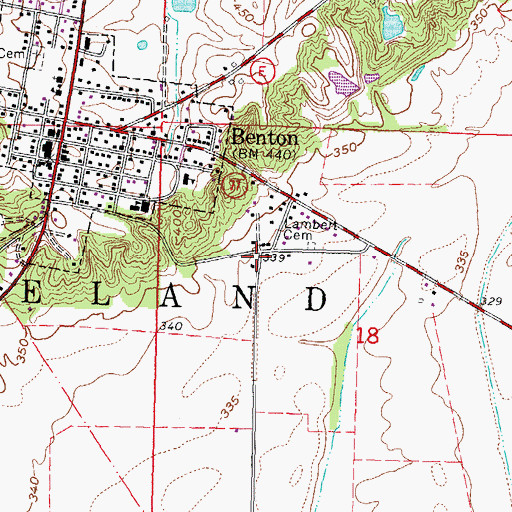 Topographic Map of Lambert, MO