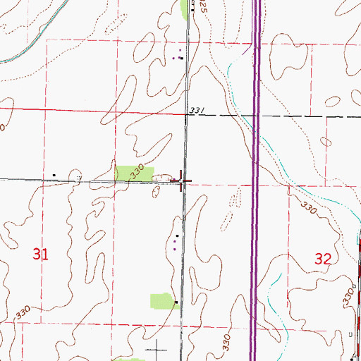 Topographic Map of Hickory Grove School (historical), MO