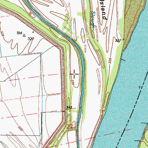 Topographic Map of Woods Island, MO