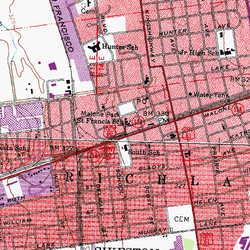 Topographic Map of Saint Francis Xavier Church, MO