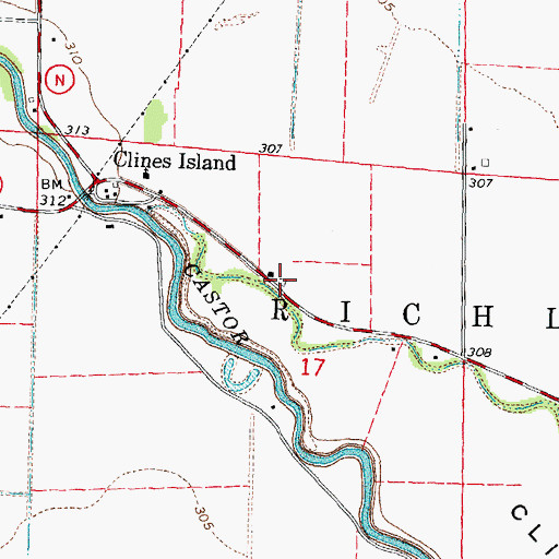Topographic Map of Clines Island School (historical), MO