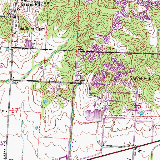 Topographic Map of Lost School (historical), MO