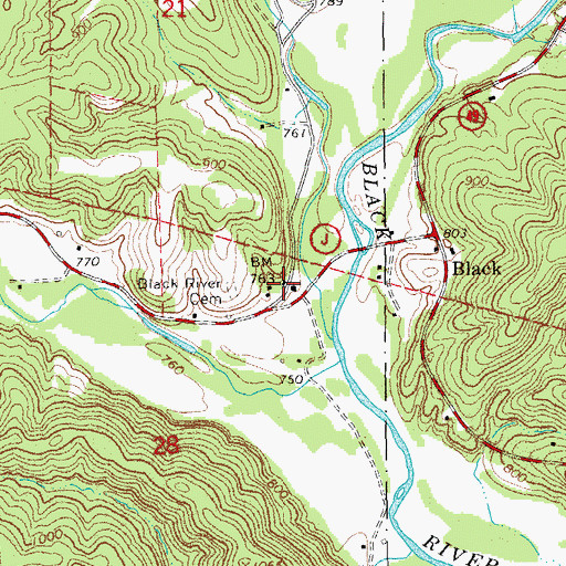 Topographic Map of Black School (historical), MO