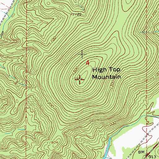 Topographic Map of High Top Mountain, MO