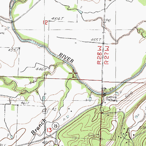 Topographic Map of Perkins Branch, AR