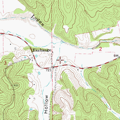 Topographic Map of Exchange School (historical), MO