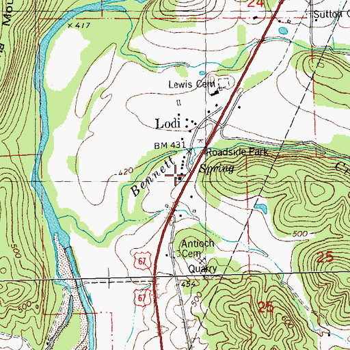 Topographic Map of Lodi Nazarene Church, MO