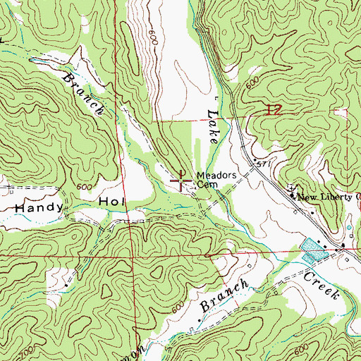 Topographic Map of Meador Valley, MO
