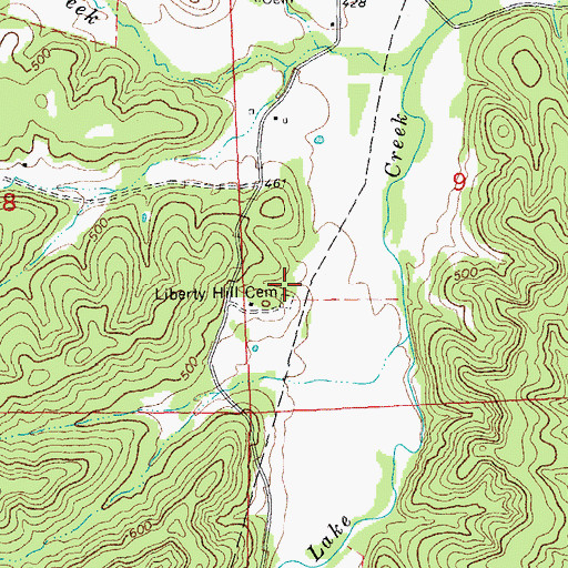 Topographic Map of Liberty Hill Church (historical), MO