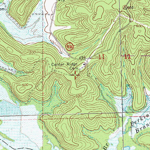 Topographic Map of Center Ridge Church (historical), MO