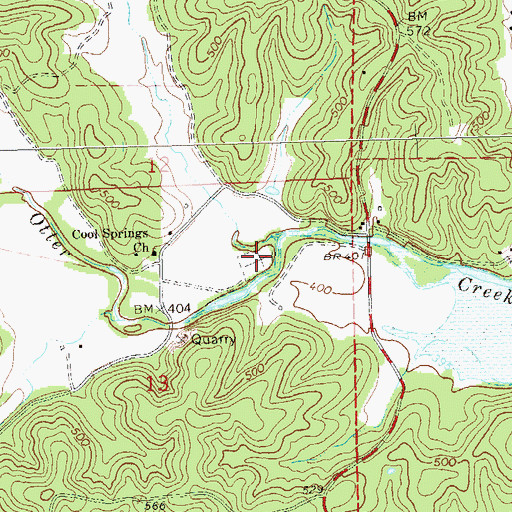 Topographic Map of Cool Spring Cemetery, MO