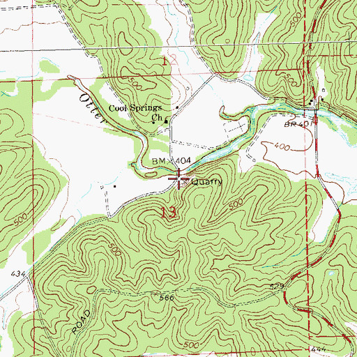 Topographic Map of Barrett Mine, MO