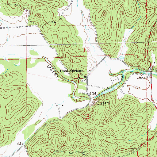 Topographic Map of Cool Springs School (historical), MO