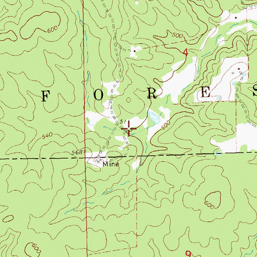 Topographic Map of Asher Creek Valley, MO
