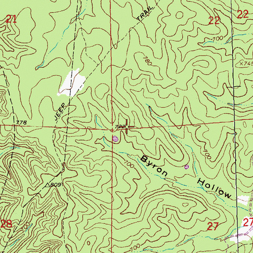Topographic Map of White Hollow Cemetery, MO