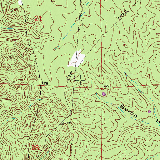 Topographic Map of Granny Branch, MO