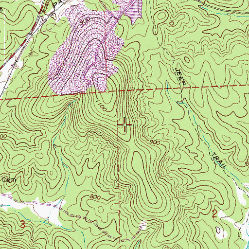 Topographic Map of Beckville Branch, MO