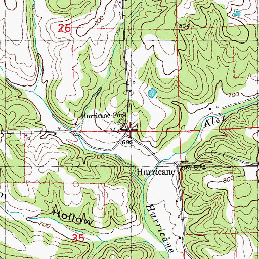 Topographic Map of Hurricane School (historical), MO